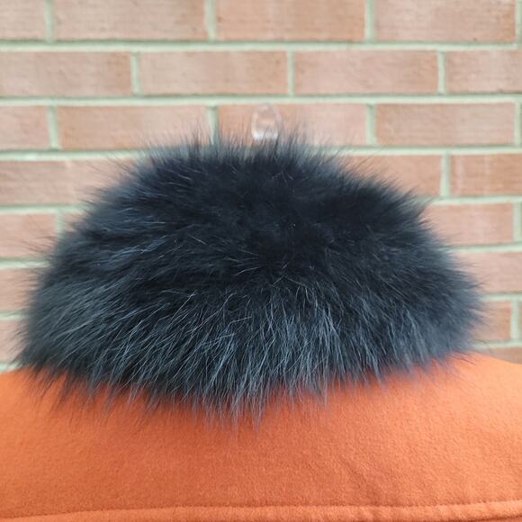Henig Furs Rust Ochre Burnt Orange Wool Blend Foat with Genuine Fox Collar 4 6 - Picture 6 of 11